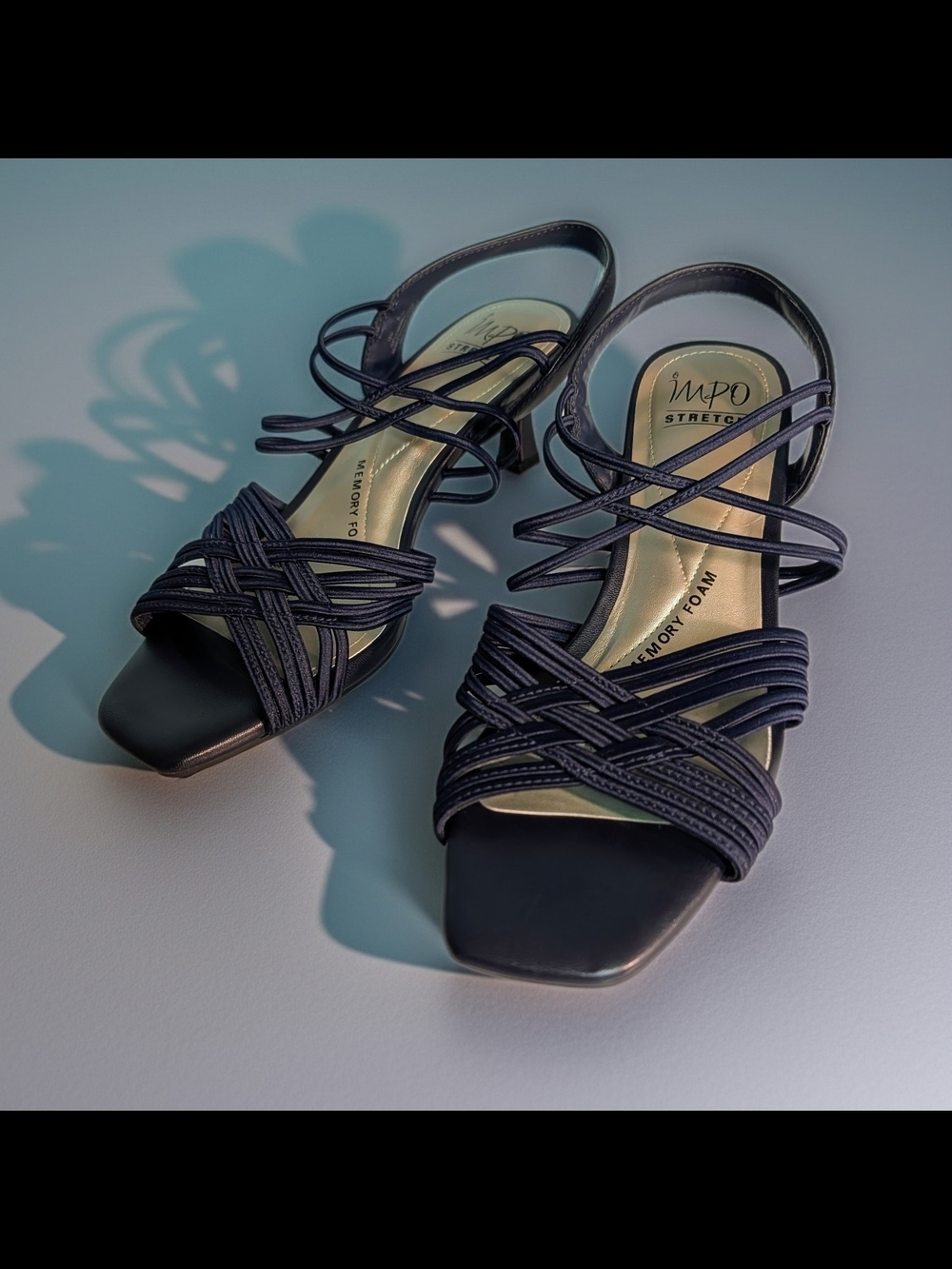 Impo Elise Stretch Navy Strappy Memory Foam Sandals Size 10